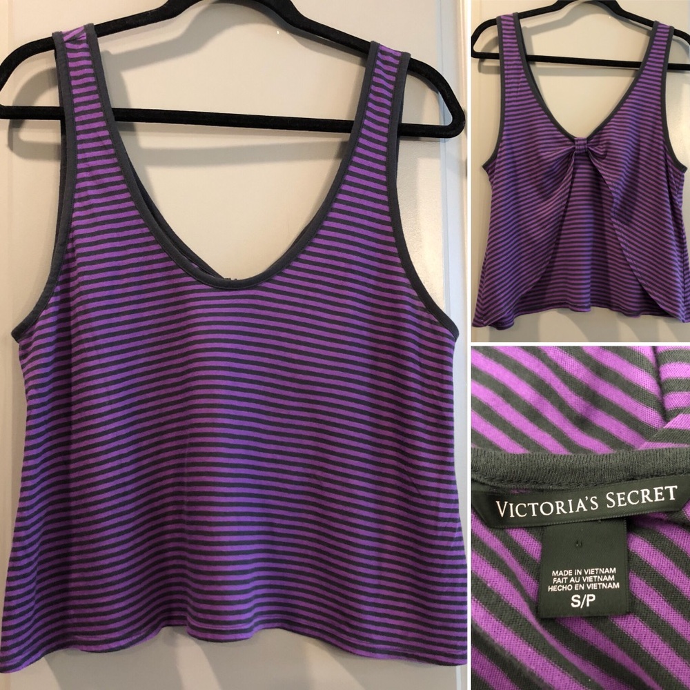 Victoria’s Secret Purple Striped Open Bow Crop Top
